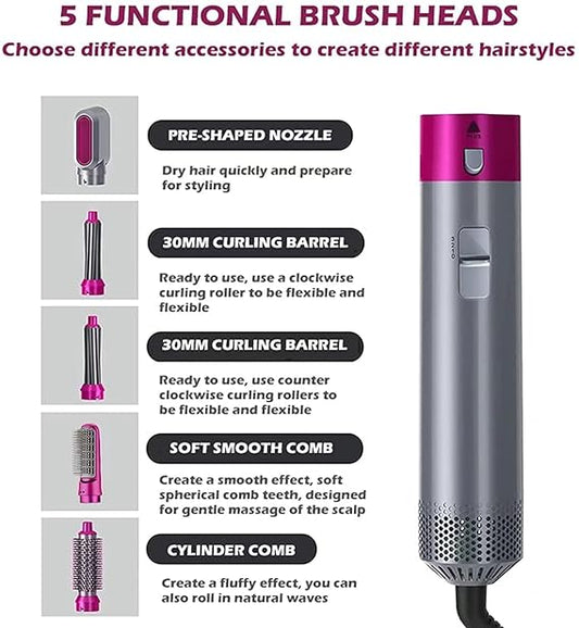 SKOVA 5-in-1 Hair Styling Tool | Hot Air Brush & Dryer with Detachable Heads