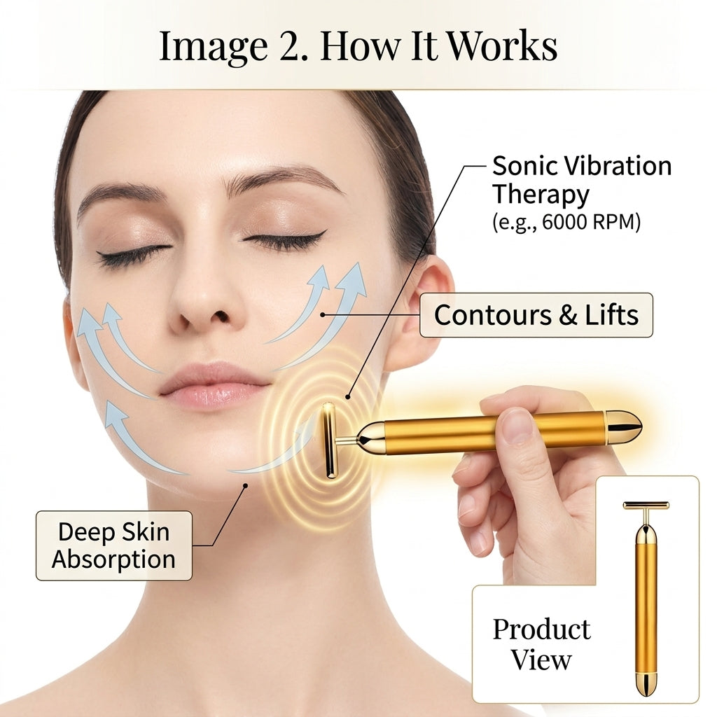 SKOVA 24K Gold Beauty Bar | Electric Facial Massage Roller