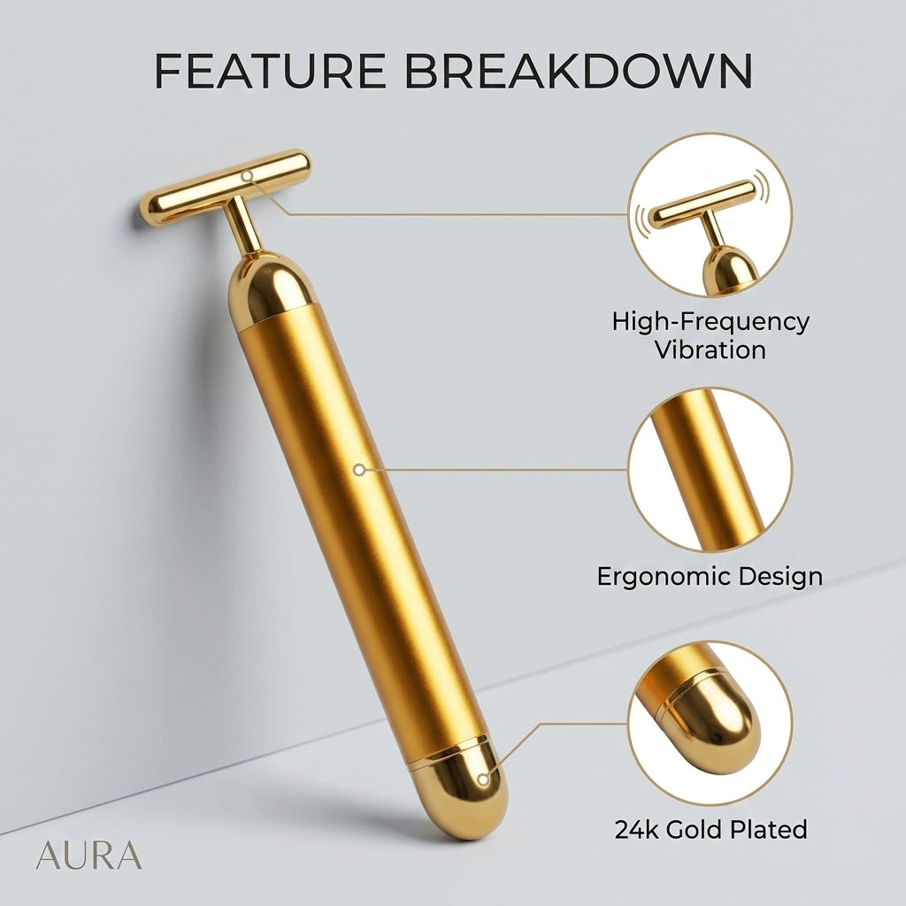 SKOVA 24K Gold Beauty Bar | Electric Facial Massage Roller