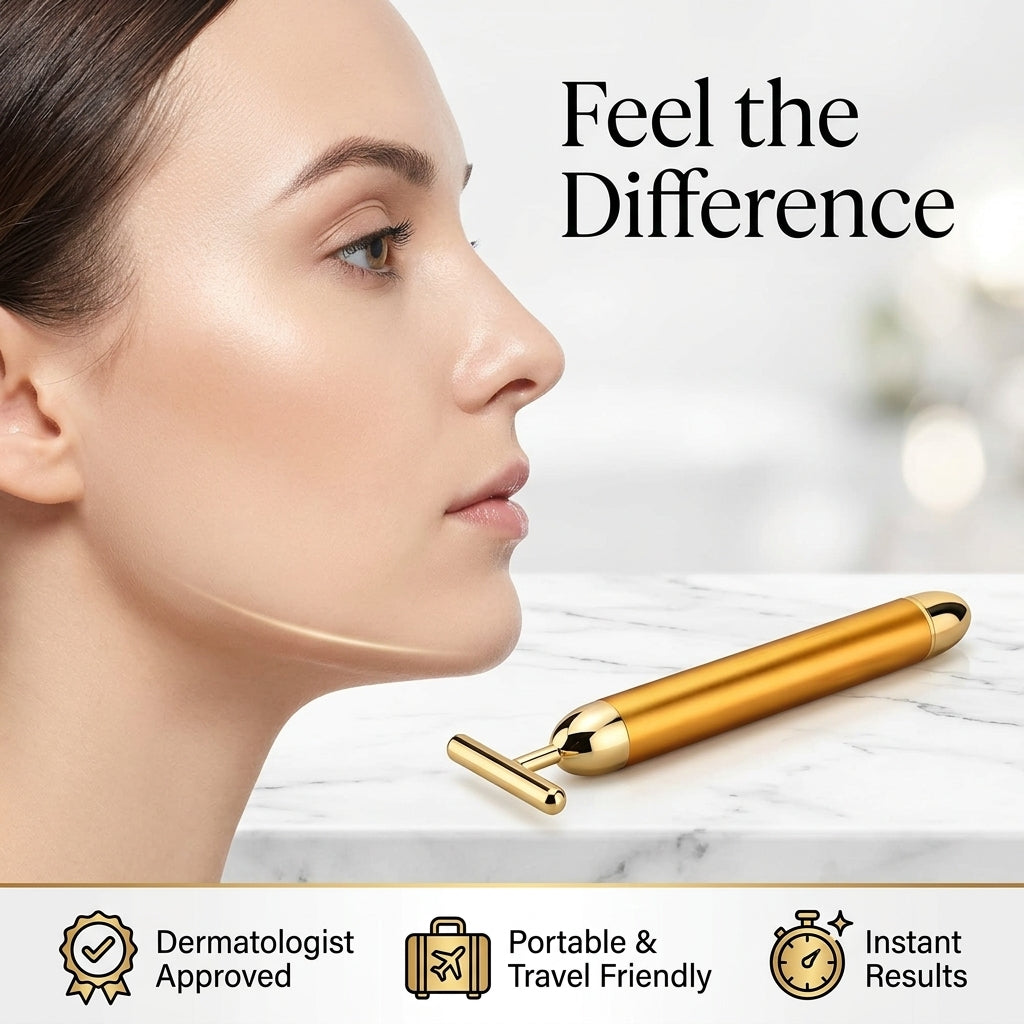 SKOVA 24K Gold Beauty Bar | Electric Facial Massage Roller