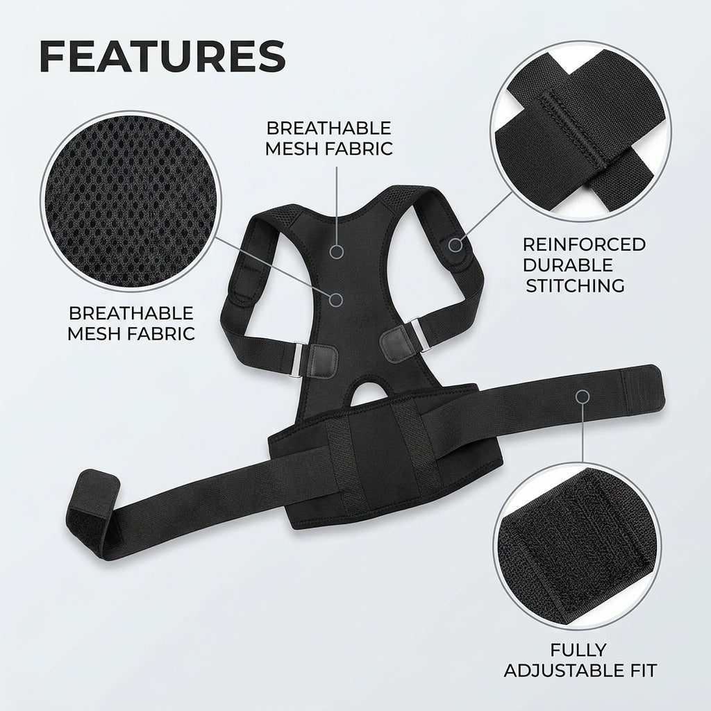 Premium Unisex Posture Corrector Brace | Professional Back Support Belt