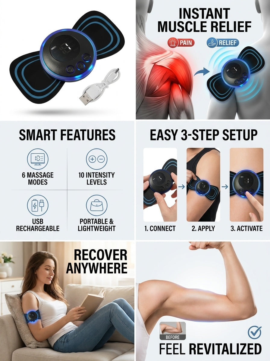 SKOVA Mini Massager | 8 Modes 19 Strength Levels | Electric Massager for Back, Shoulder & Leg Pain