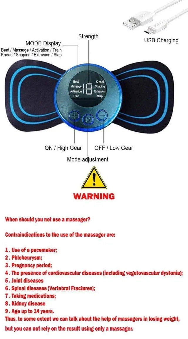 SKOVA Mini Massager | 8 Modes 19 Strength Levels | Electric Massager for Back, Shoulder & Leg Pain